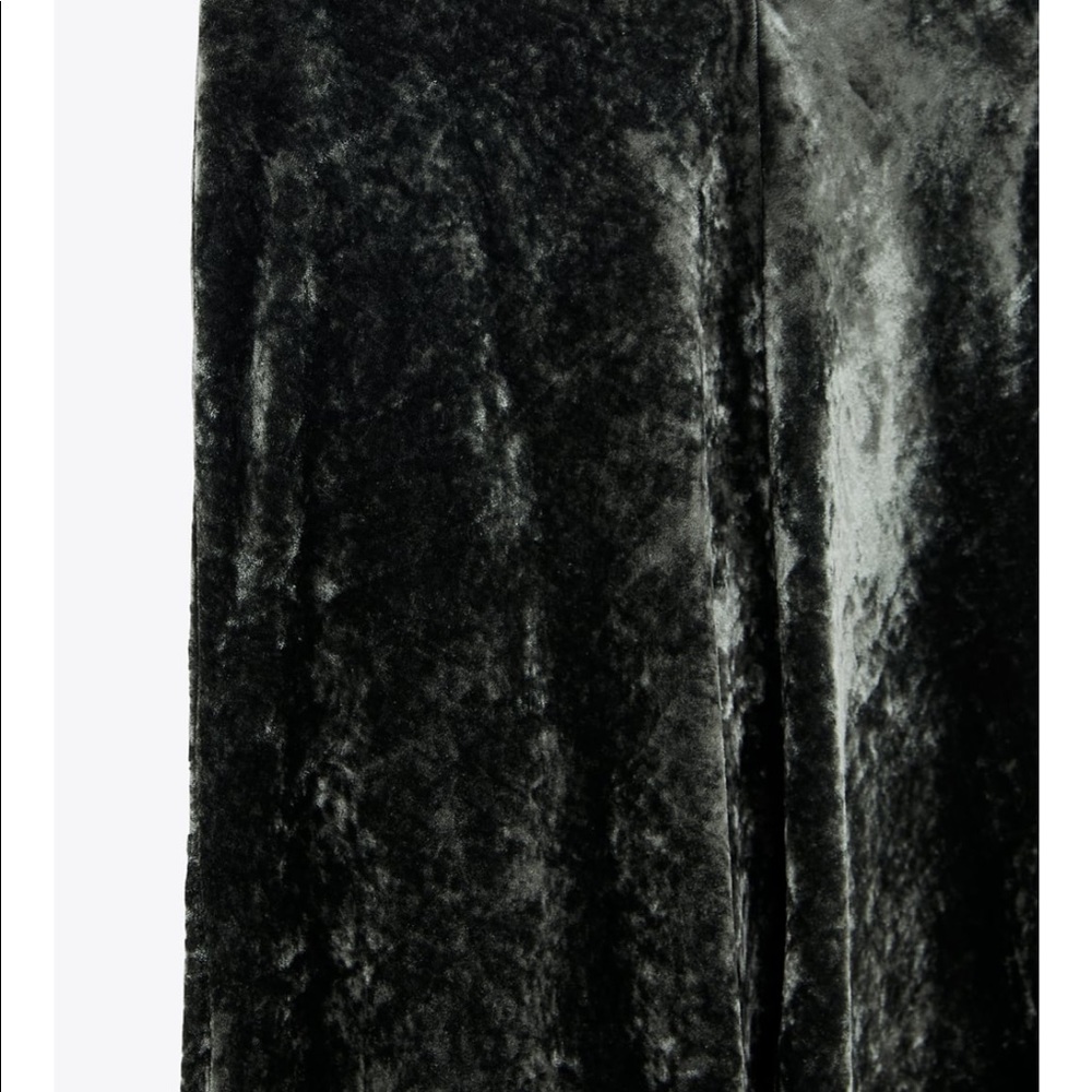 Zara Olive Green Velvet A-Line Skirt - Picture 6 of 8